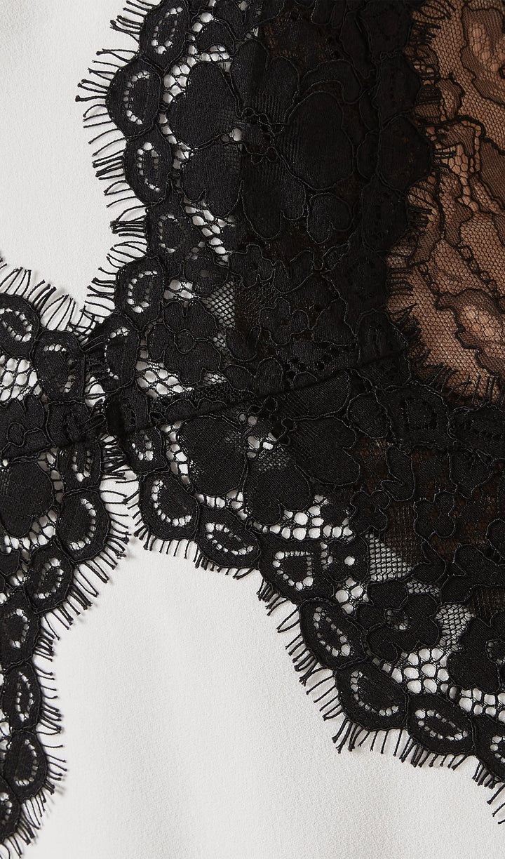 Open Back Maxi Dress In Crepe &amp; Lace