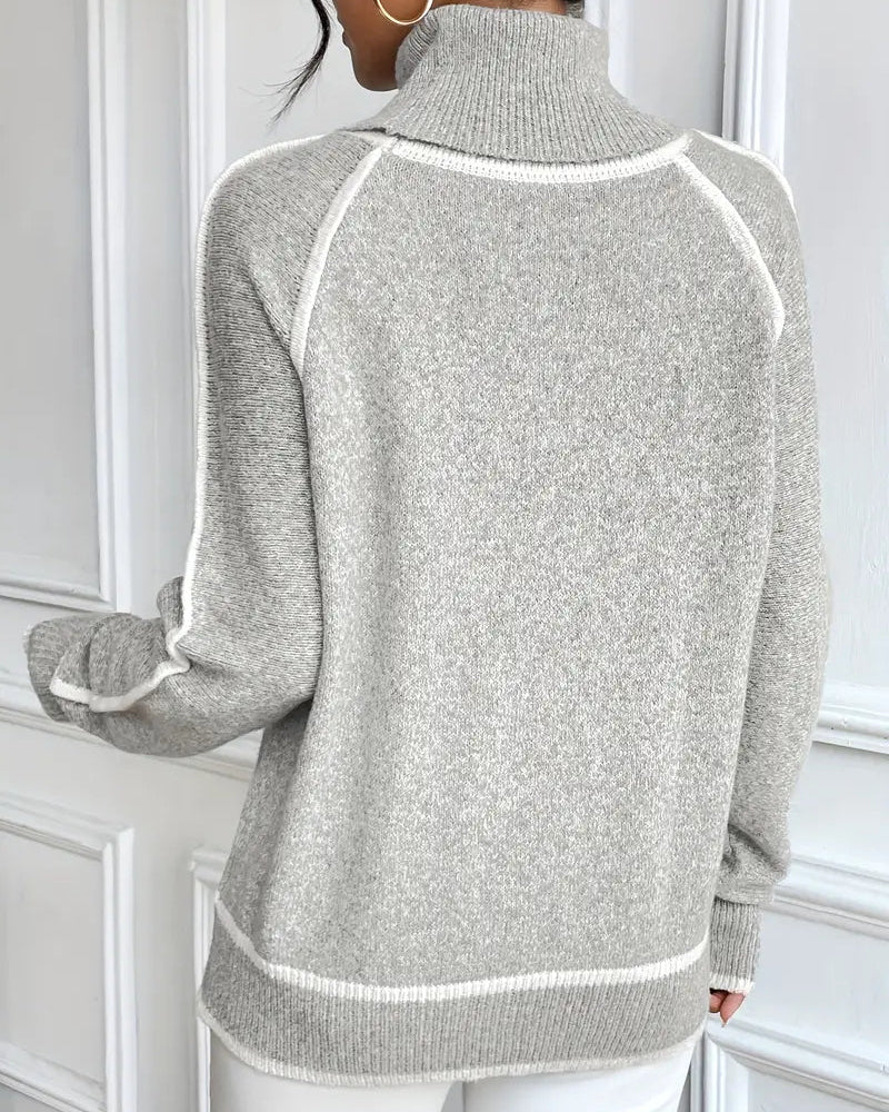 Selene | Oversized Contrast Turtleneck Sweater