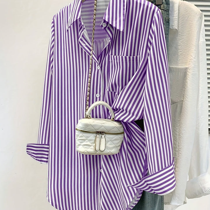 Striped Button-Up Shirt with Pocket