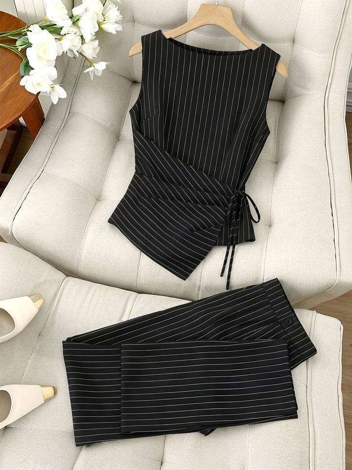 Striped Two-Piece Wide-Leg Pants Set