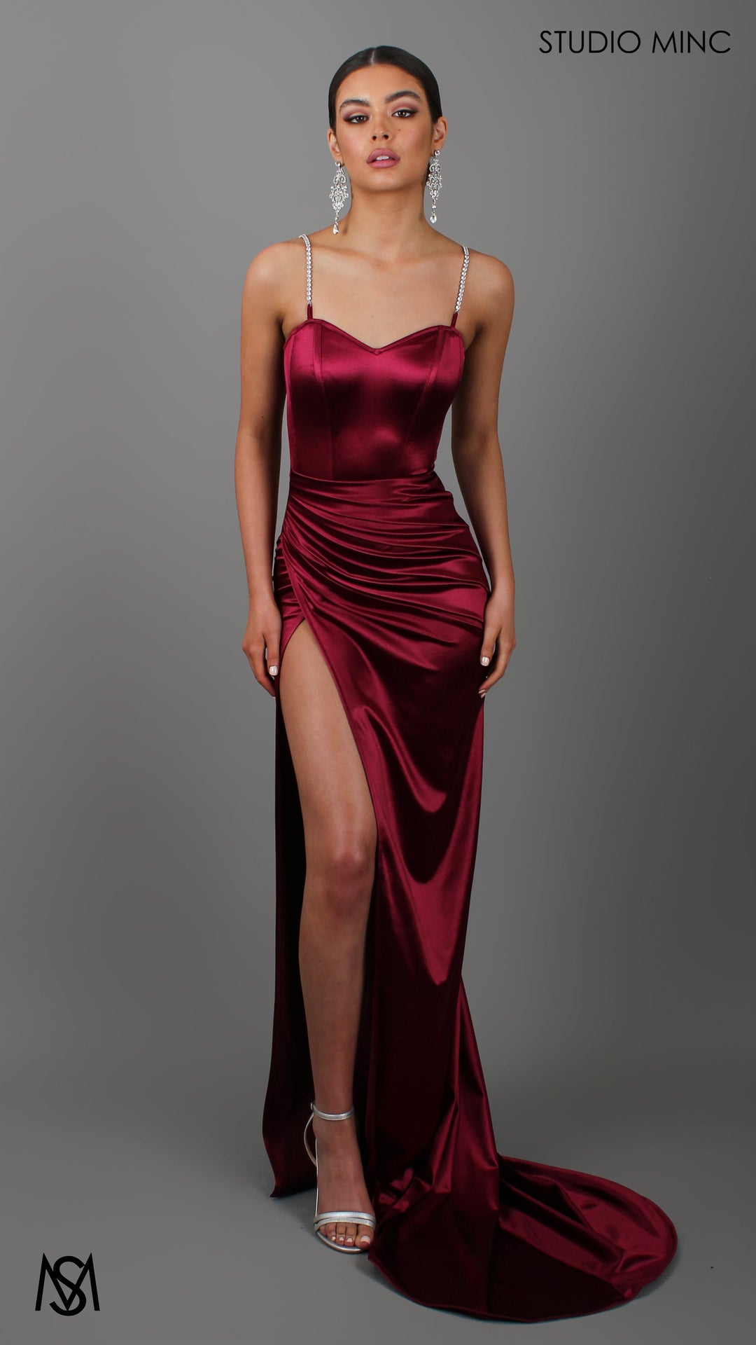 Crave - Ruby Satin Corset Formal Dress with Leg Split