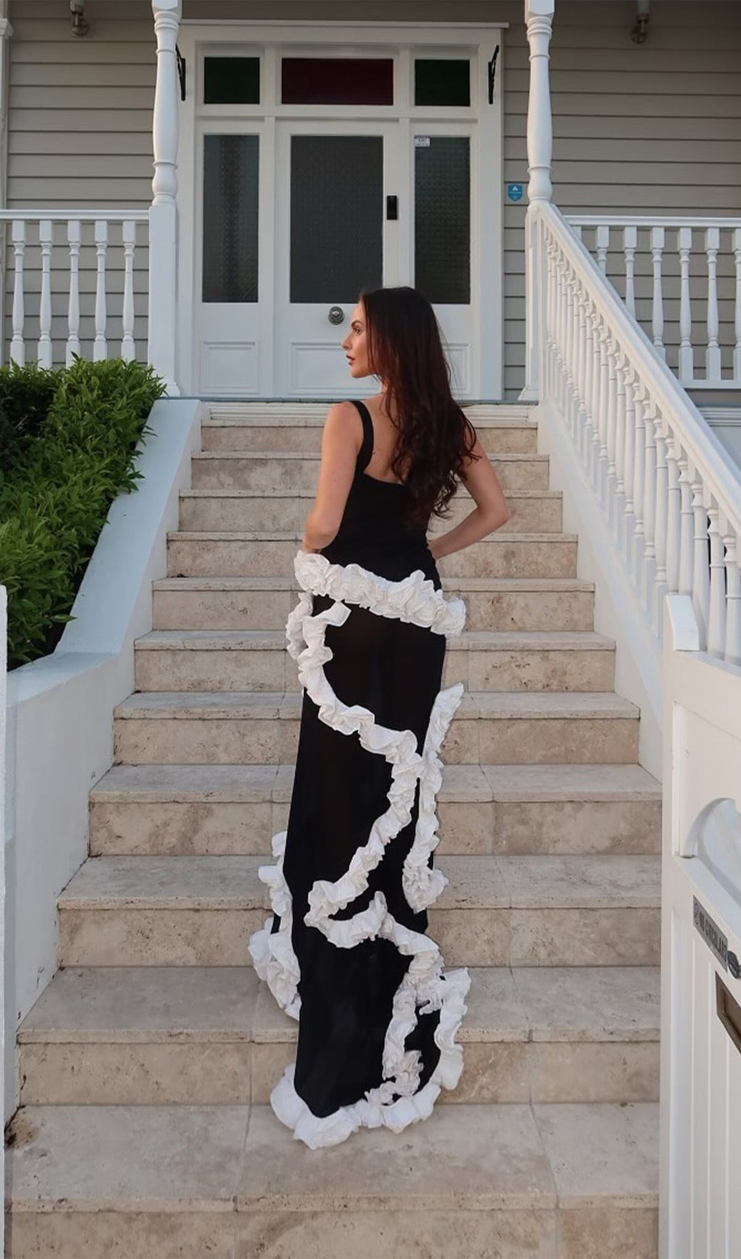 Wisteria Gown Maxi Dress In Black &amp; White