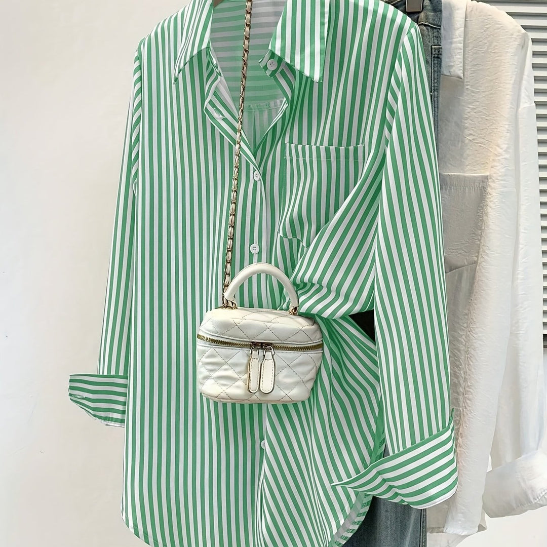 Striped Button-Up Shirt with Pocket