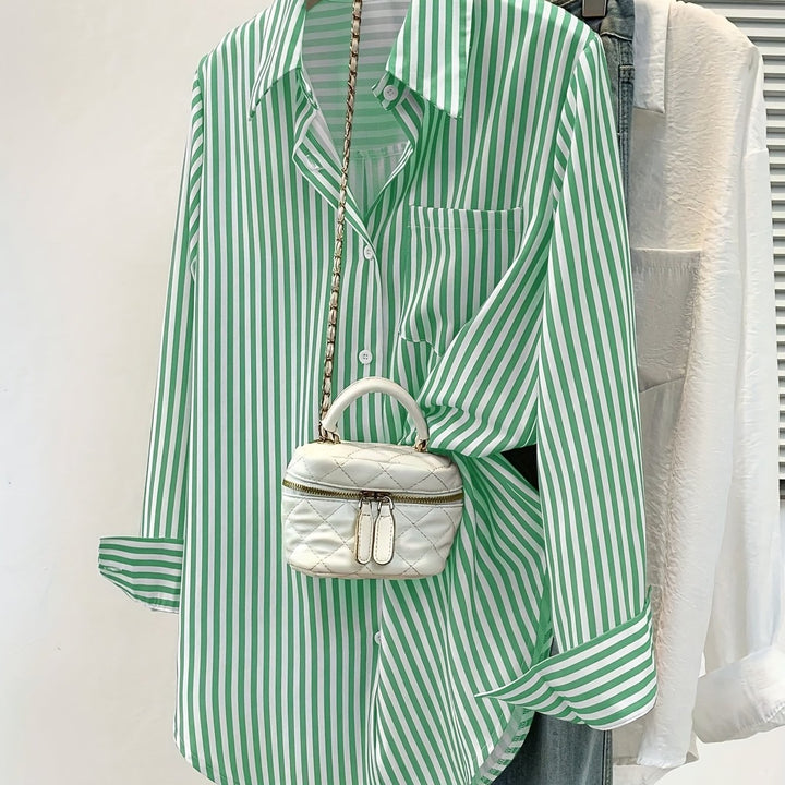 Striped Button-Up Shirt with Pocket