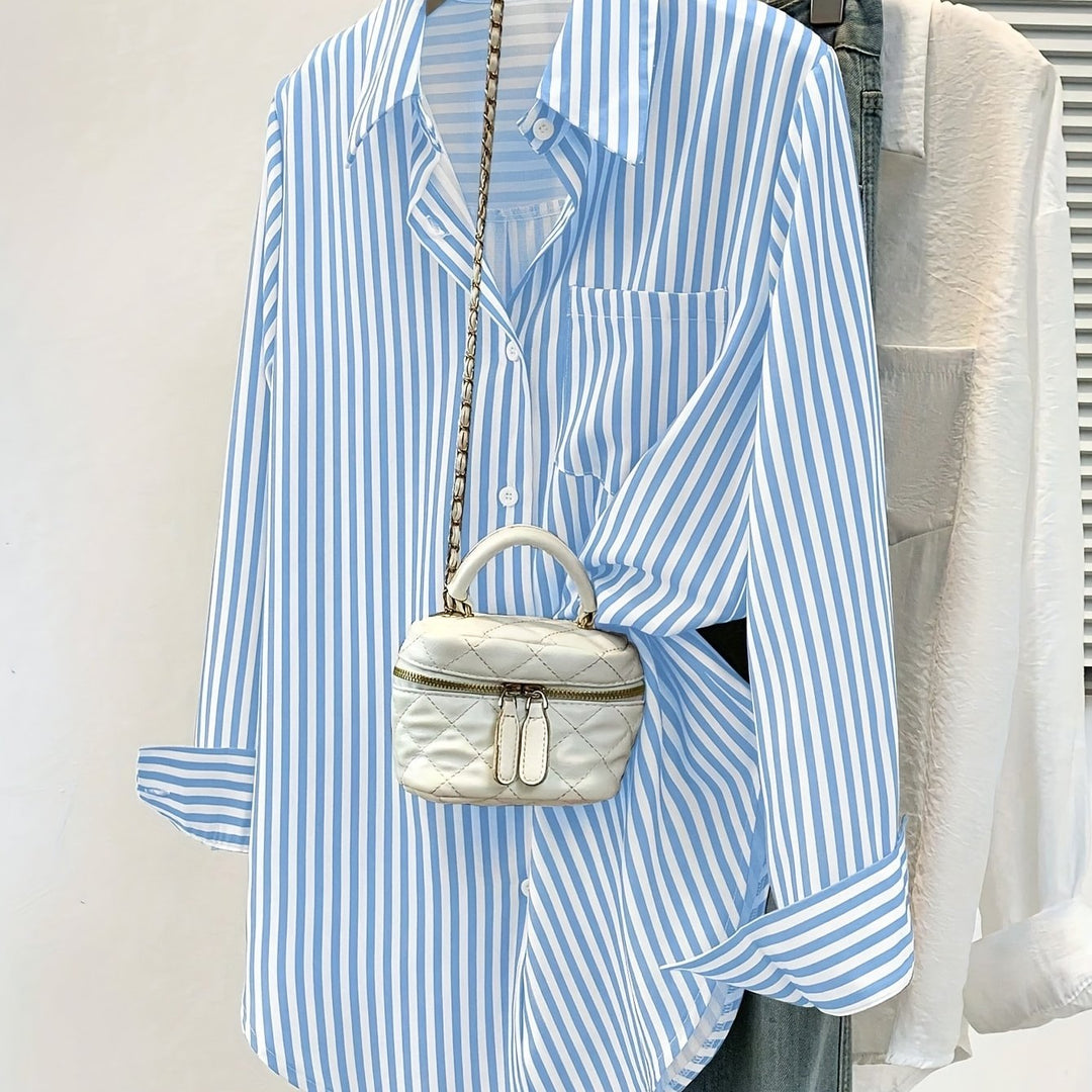 Striped Button-Up Shirt with Pocket