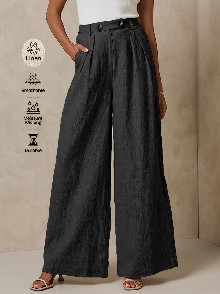 High-Waisted Linen Wide-Leg Pants