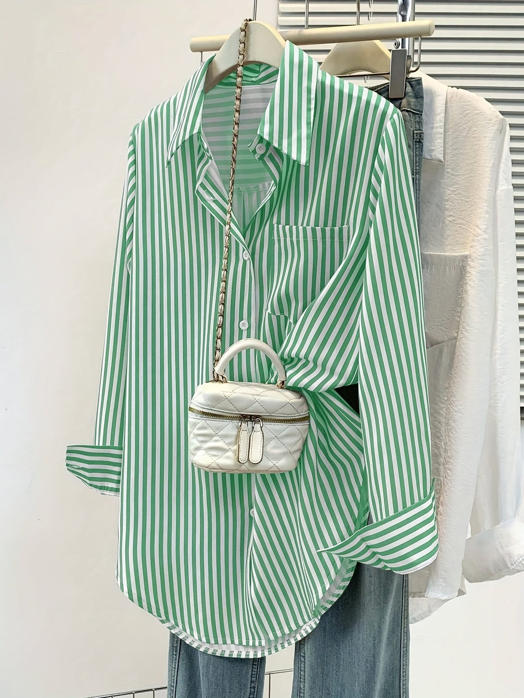 Striped Button-Up Shirt with Pocket