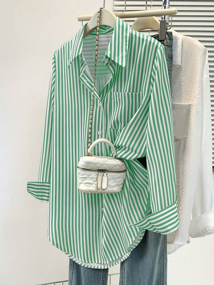 Striped Button-Up Shirt with Pocket