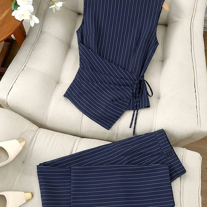 Striped Two-Piece Wide-Leg Pants Set