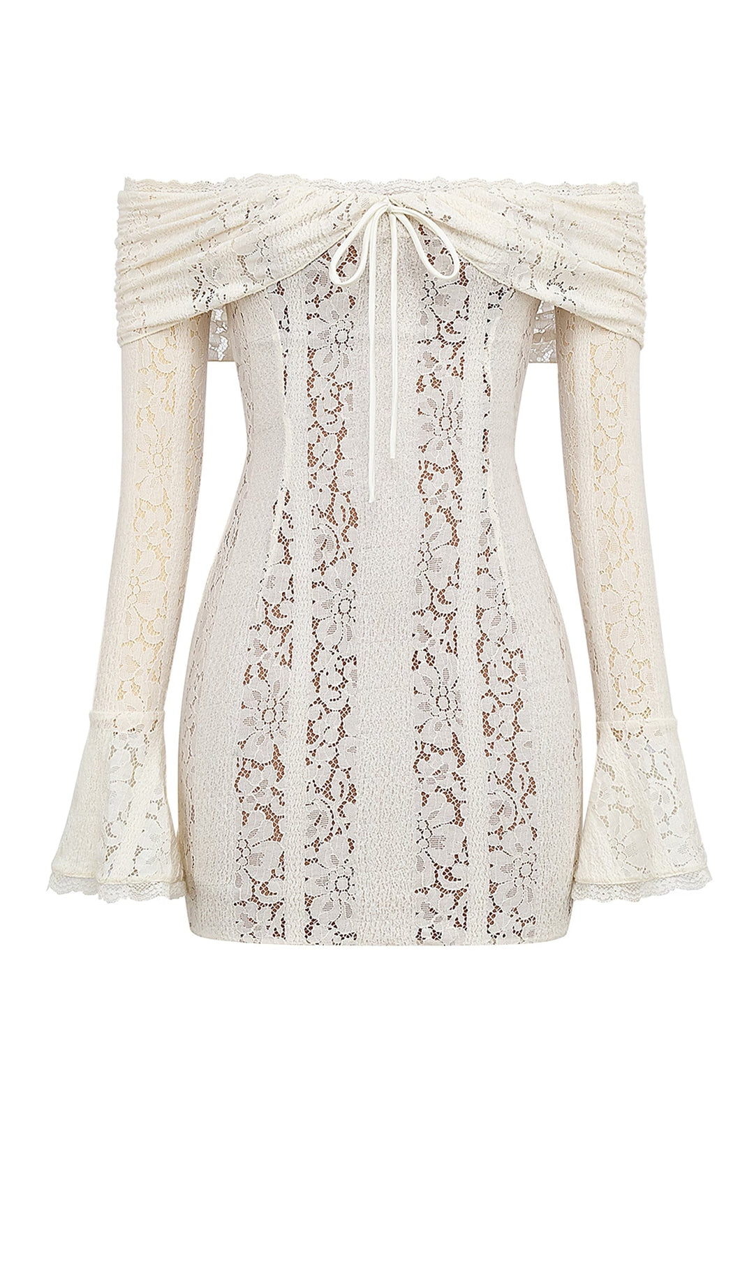 Vintage Floral Lace Off Shoulder Mini Dress