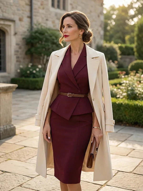 Scarlett | Tailored Waist Blazer Skirt Suit Set