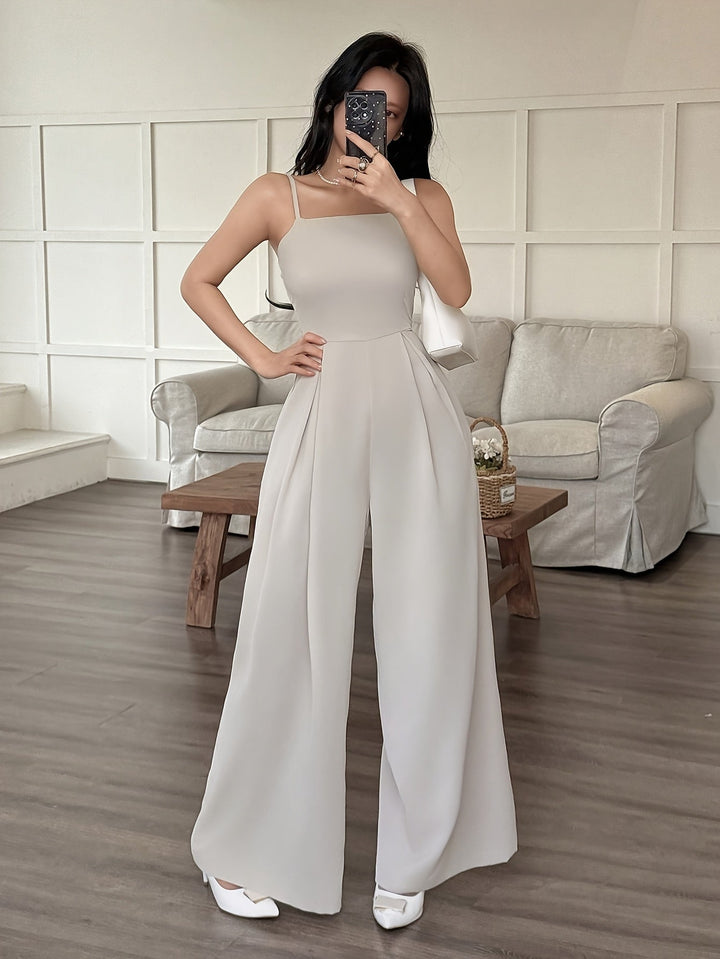 Wide-Leg Loose Solid Color with Ruched Design, Suitable for Summer Women&