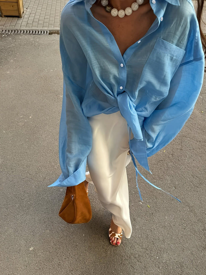 Solid Color Button-Front Casual Shirt