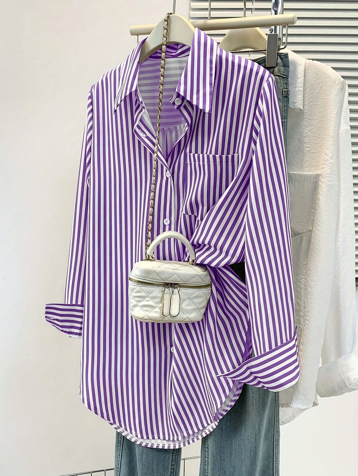Striped Button-Up Shirt with Pocket