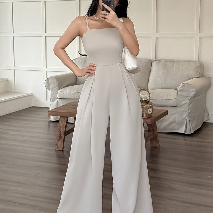 Wide-Leg Loose Solid Color with Ruched Design, Suitable for Summer Women&