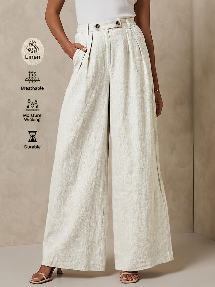 High-Waisted Linen Wide-Leg Pants
