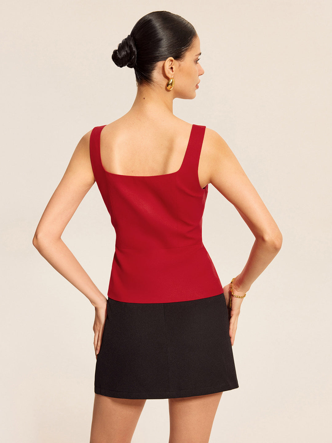 Cotton &amp; Linen Square Neck Vest Top