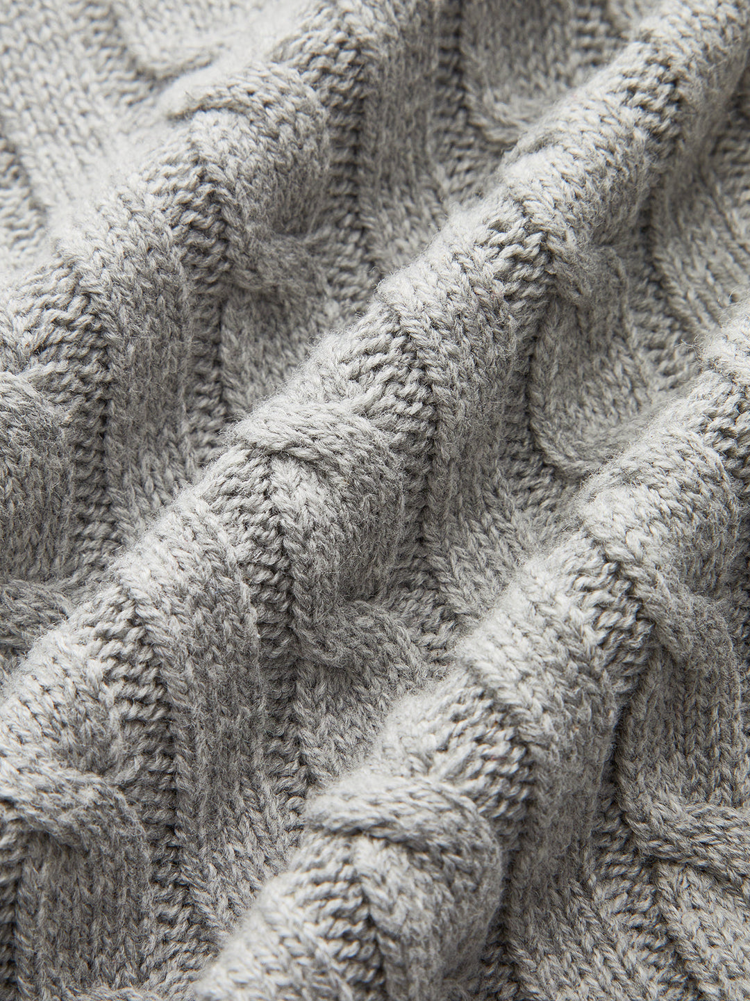 Metal Button Denim Collar Cable-Knit Top