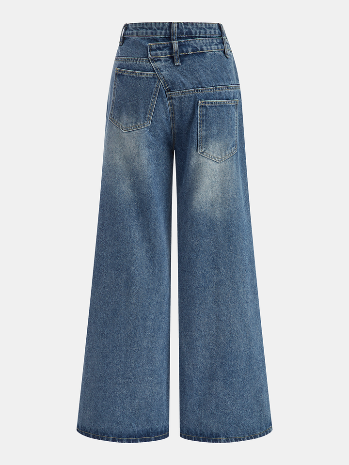 Denim Asymmetric Button Pants