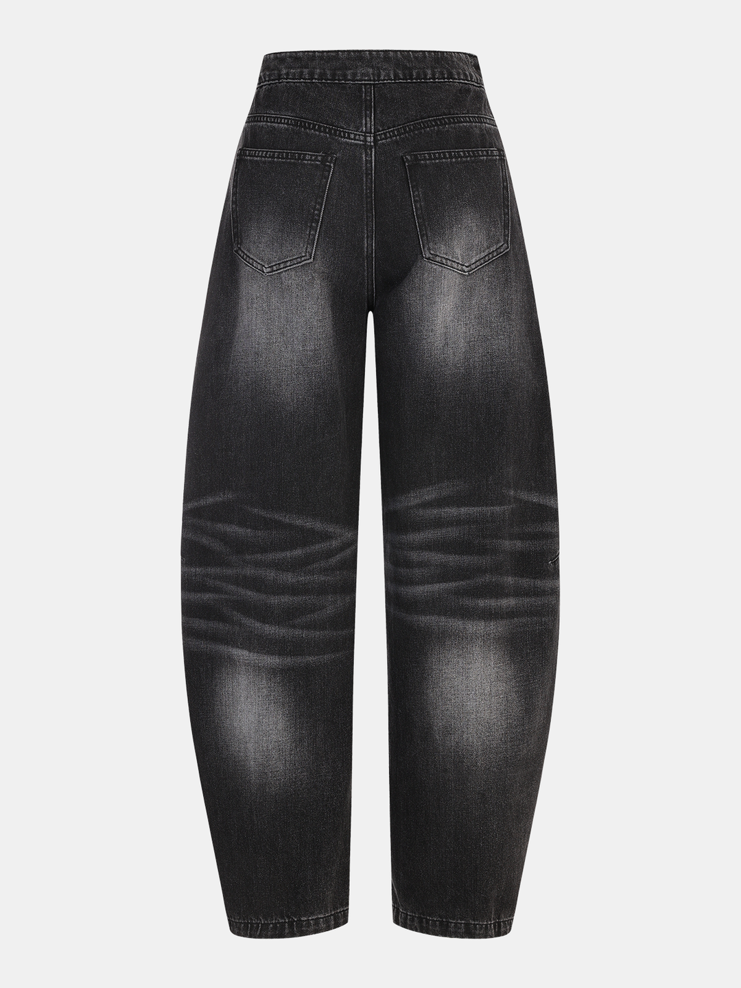 Washed Denim Curved-Leg Jeans