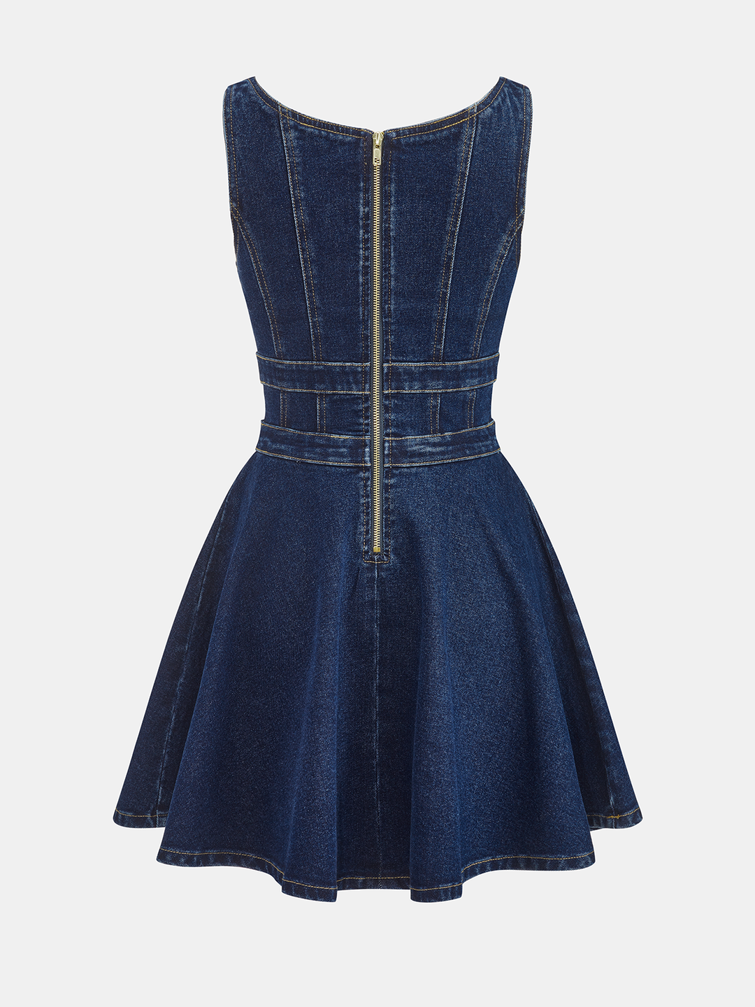 Denim Double-Buckle Mini Dress