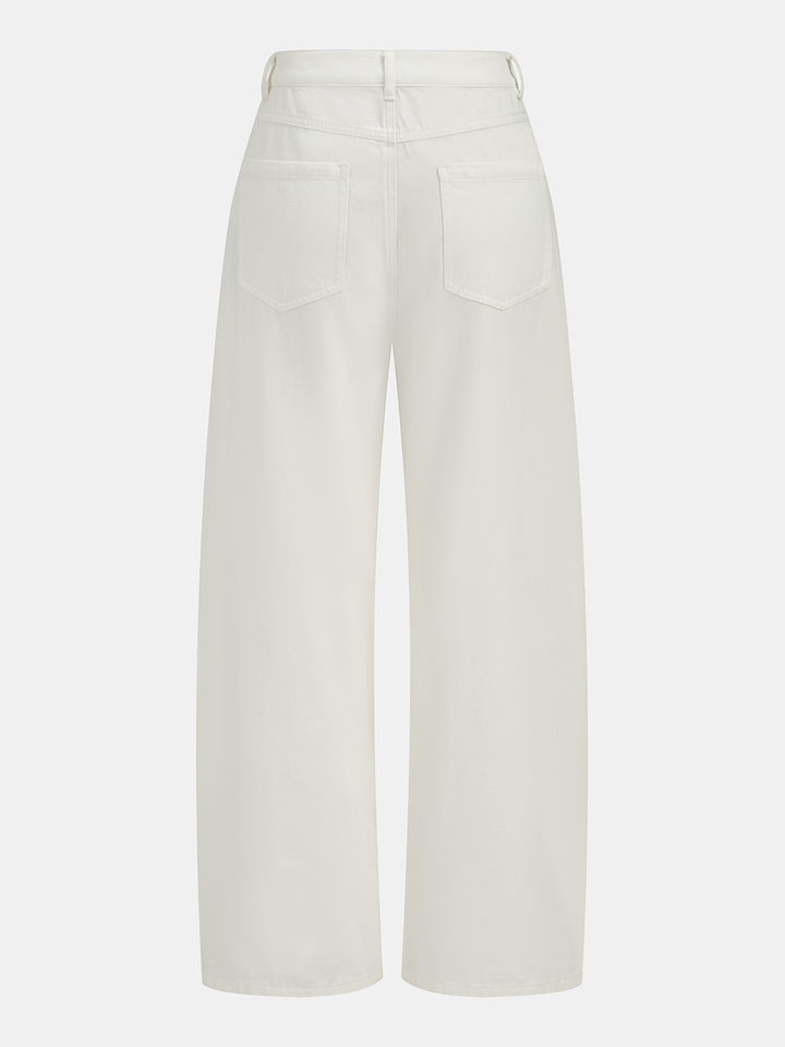 Mid Waist Wide Leg Denim Pants