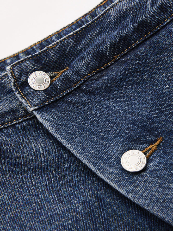 Asymmetric Waistband Mid-Waist Balloon Jeans