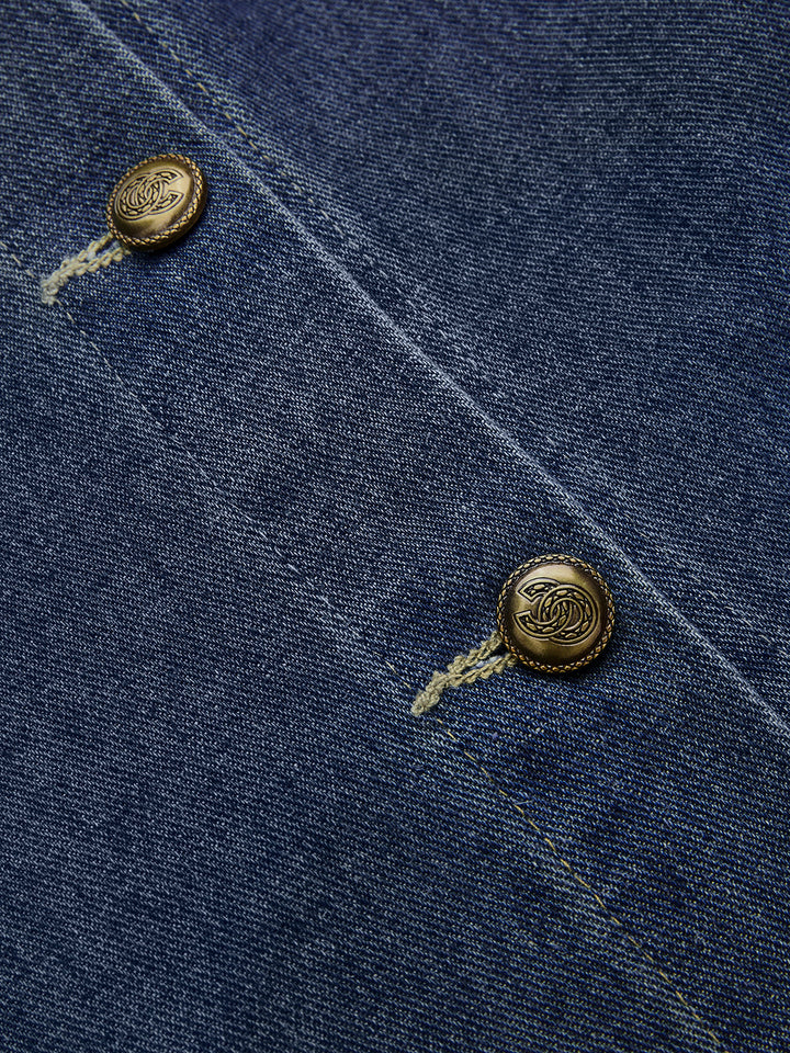 Denim Shirt &amp; Asymmetric Skort Set
