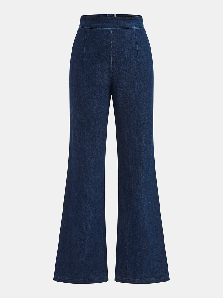 Sleeveless Denim Top Flared Pants Set