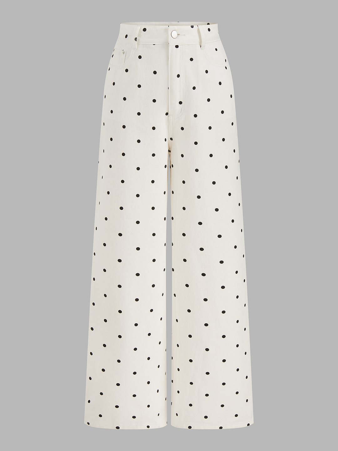 Polka Dot Denim Wide Leg Jeans