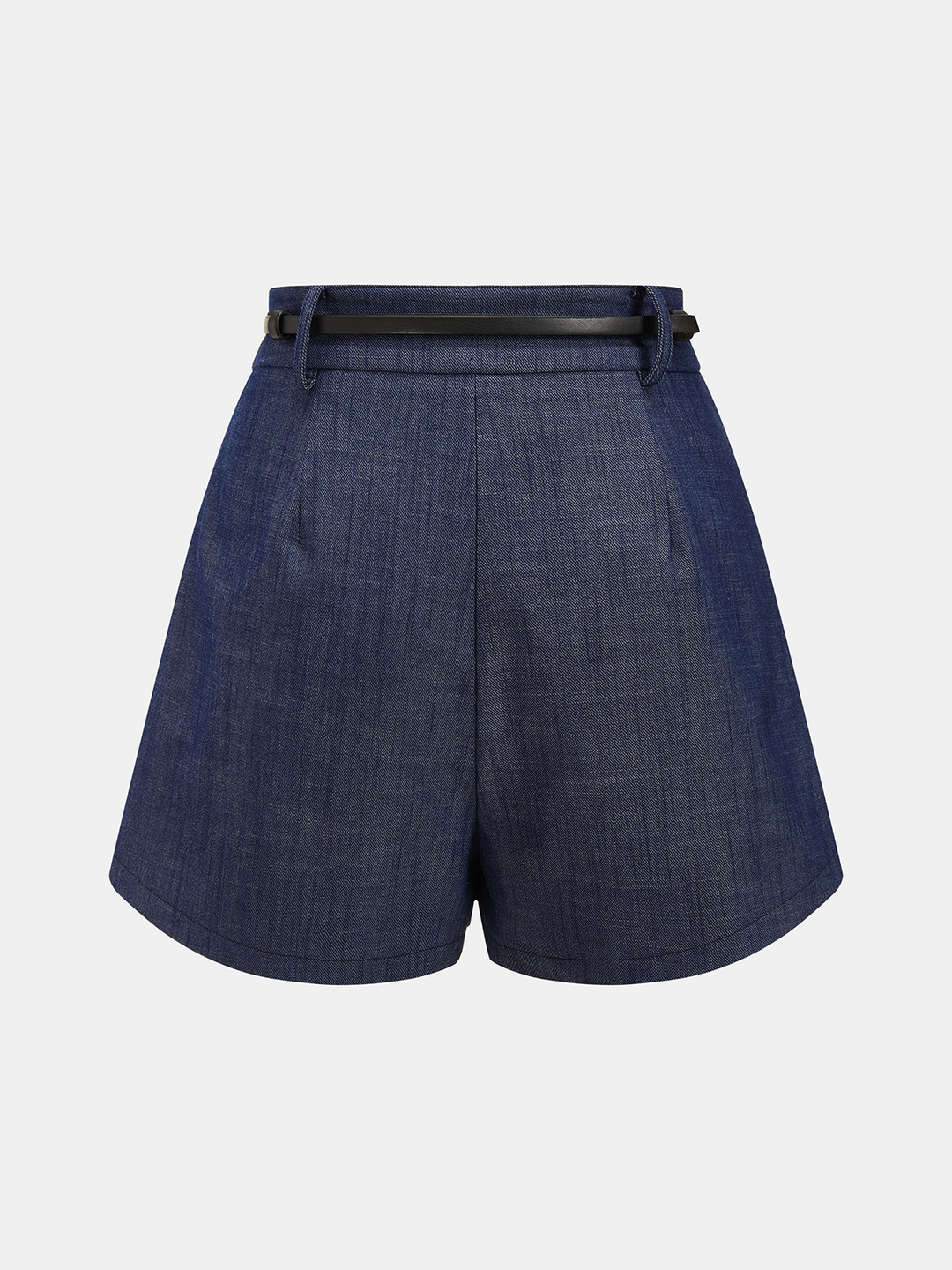 Asymmetric Off-Shoulder Denim Top &amp; Belted Shorts Set