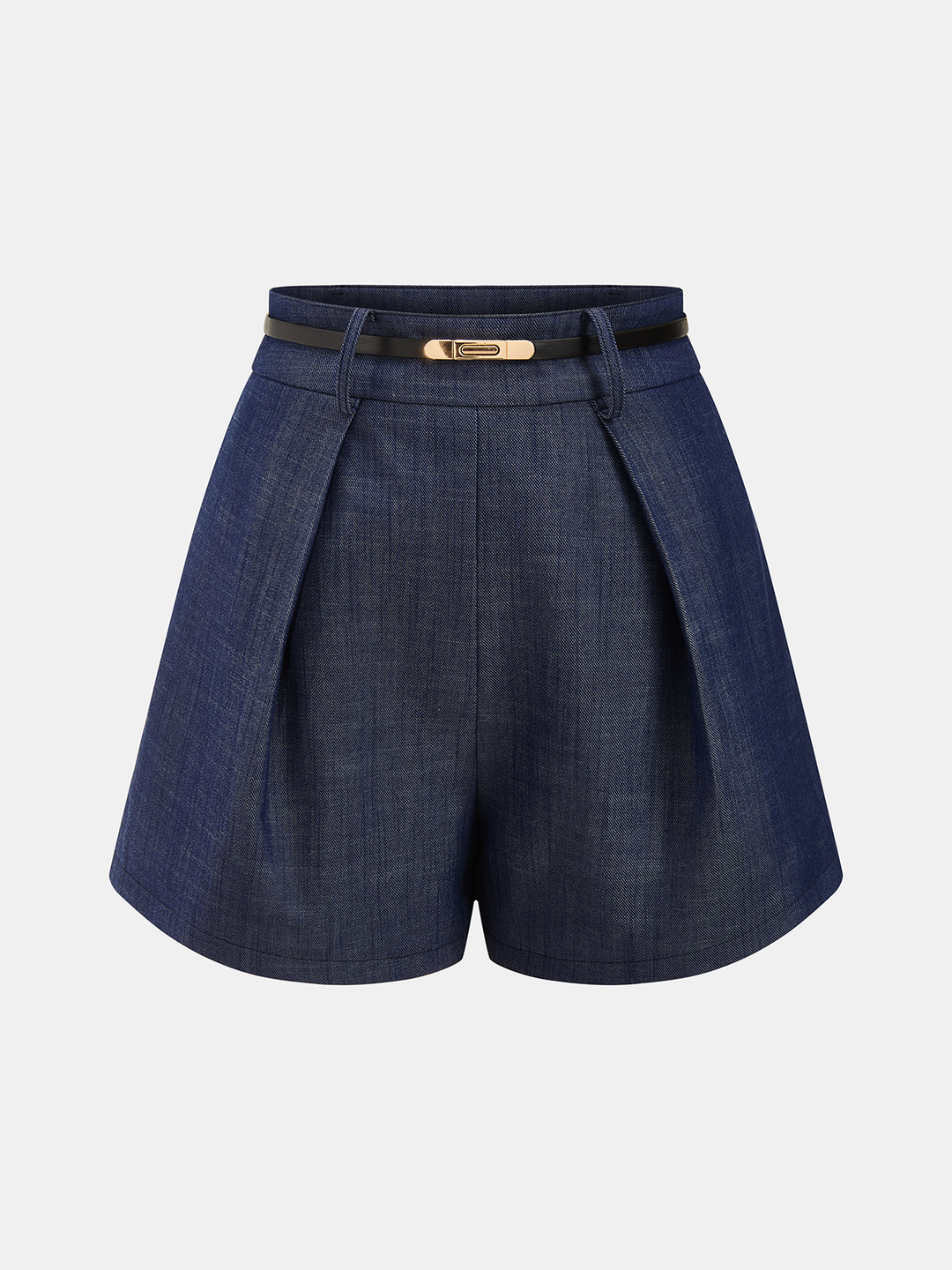 Asymmetric Off-Shoulder Denim Top &amp; Belted Shorts Set