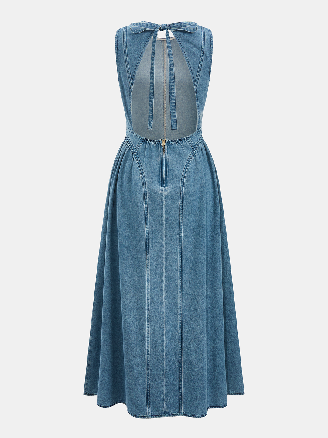 Denim Sleeveless Backless Maxi Dress