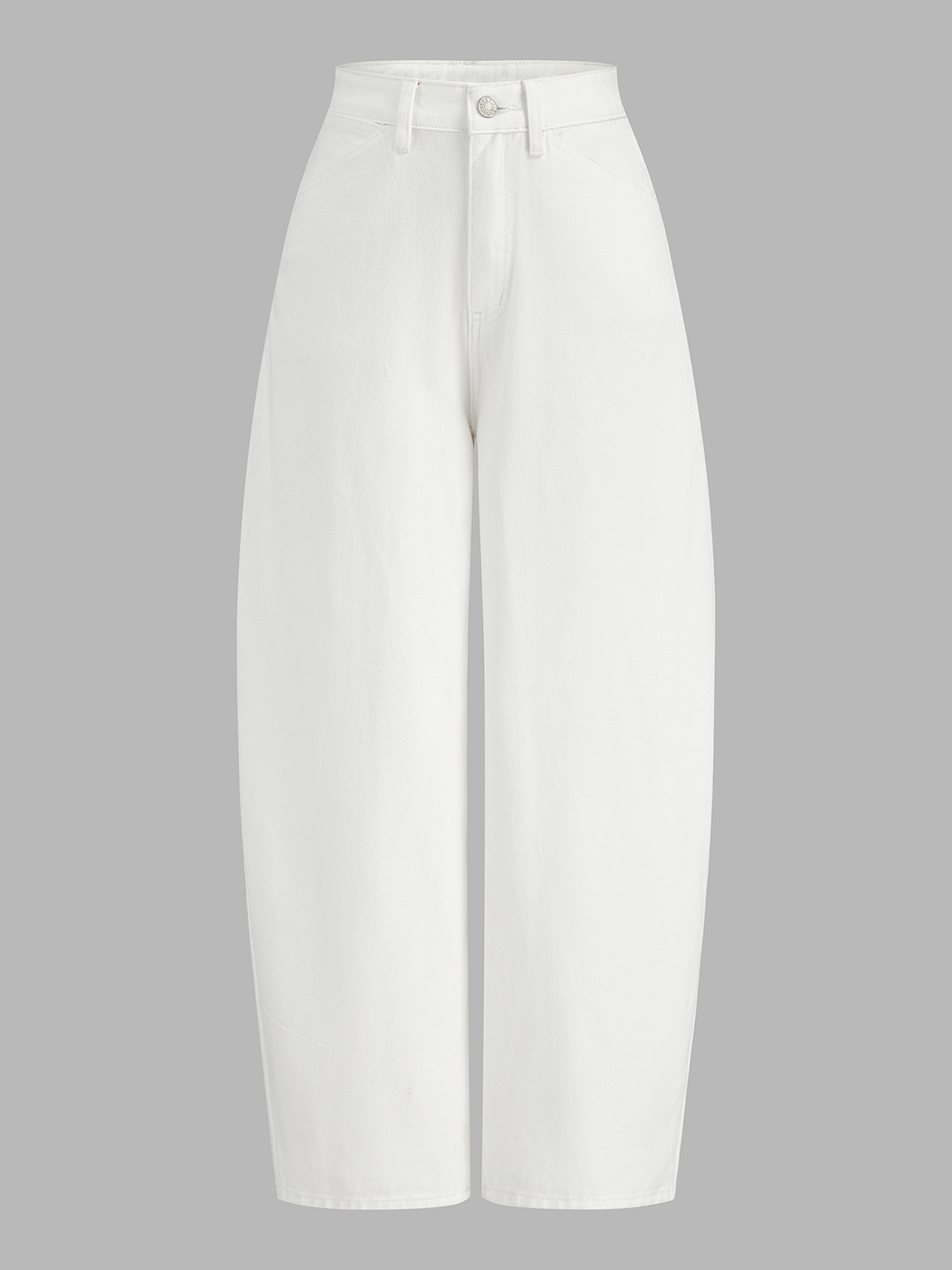 Mid-Waist Curved Leg Denim Pants