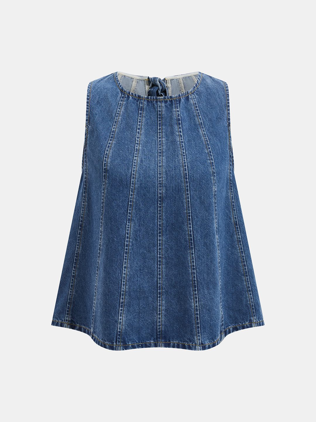 Tie-Back Denim Sleeveless Top &amp; Shorts Set