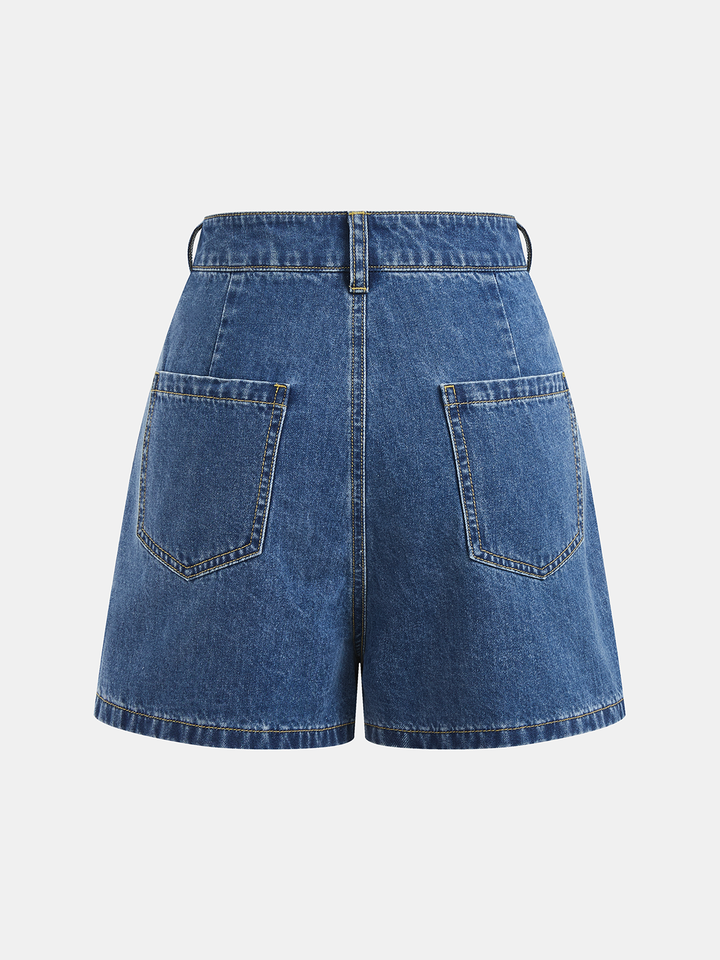Tie-Back Denim Sleeveless Top &amp; Shorts Set