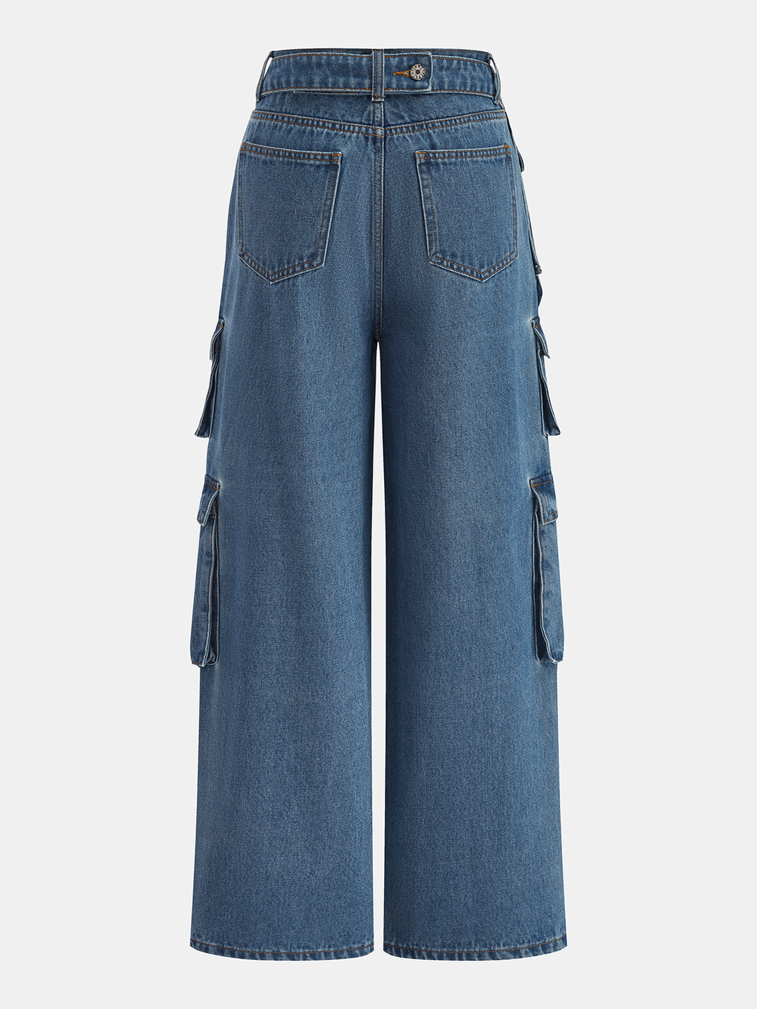 Multi Pocket Wide Leg Denim Pants