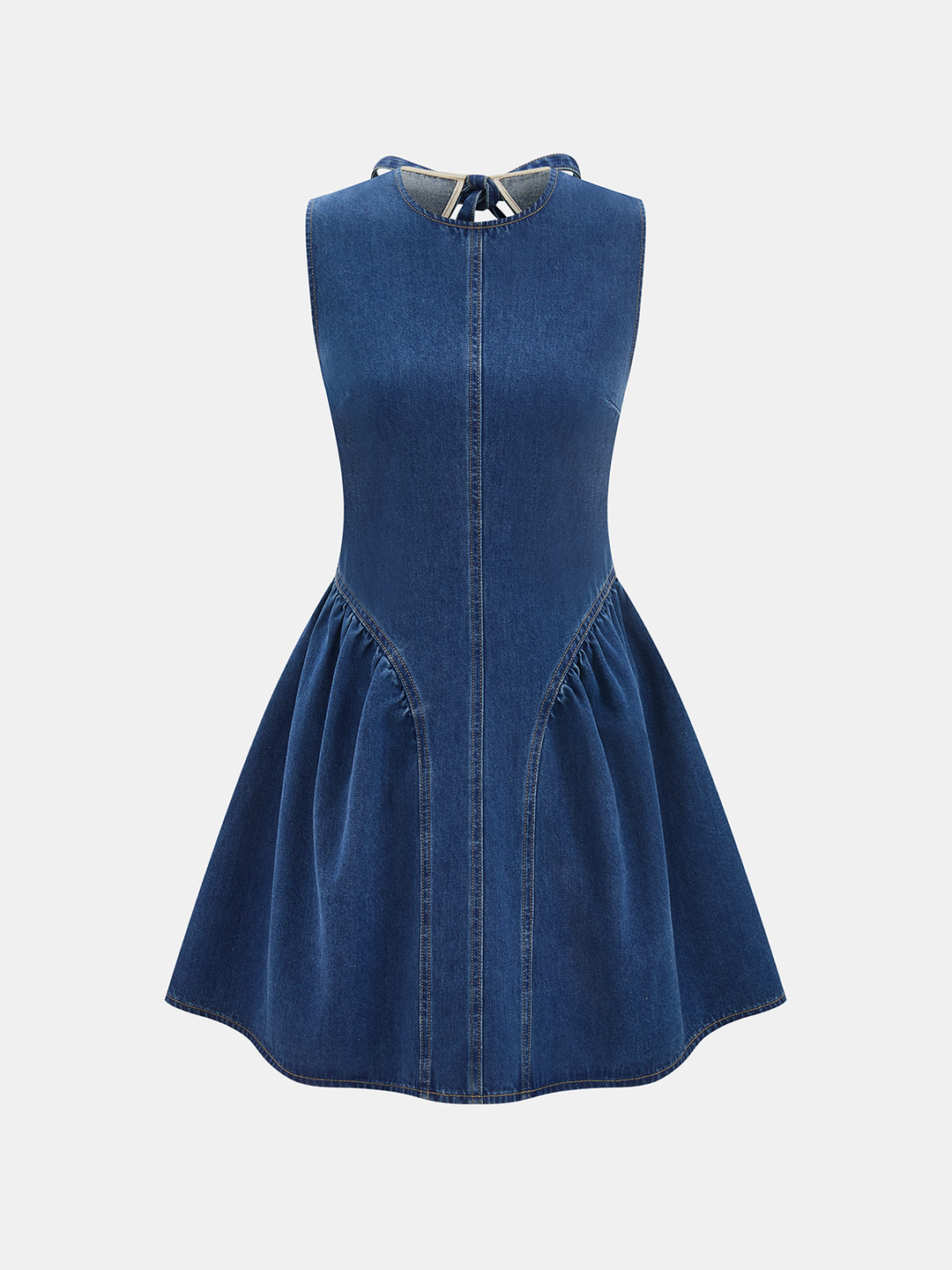 Sleeveless Open Back Denim Mini Dress