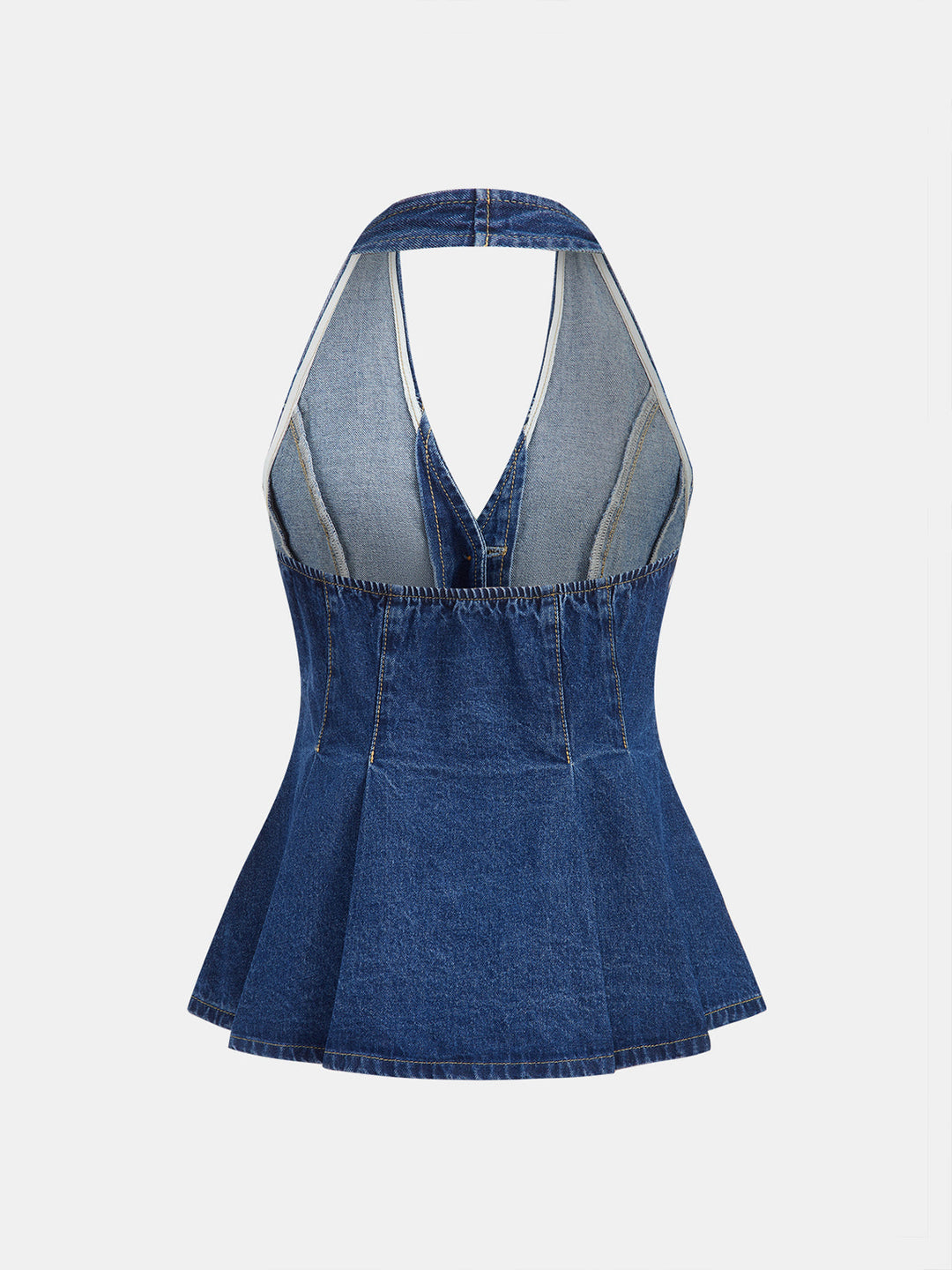 Denim Halter Peplum Top &amp; Shorts Set