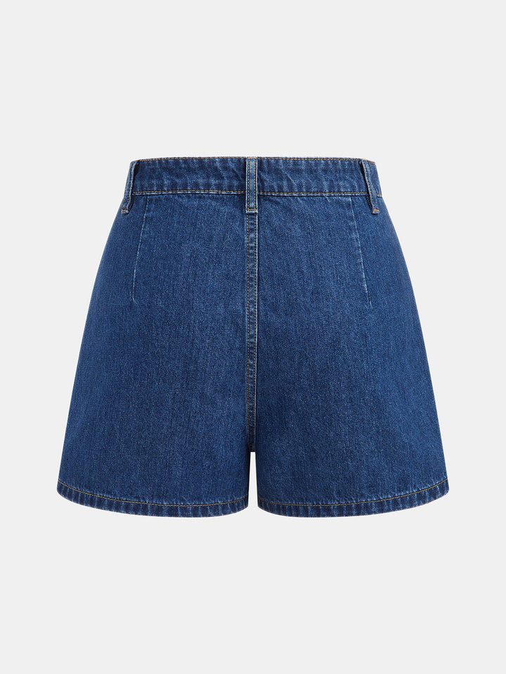Denim Halter Peplum Top &amp; Shorts Set