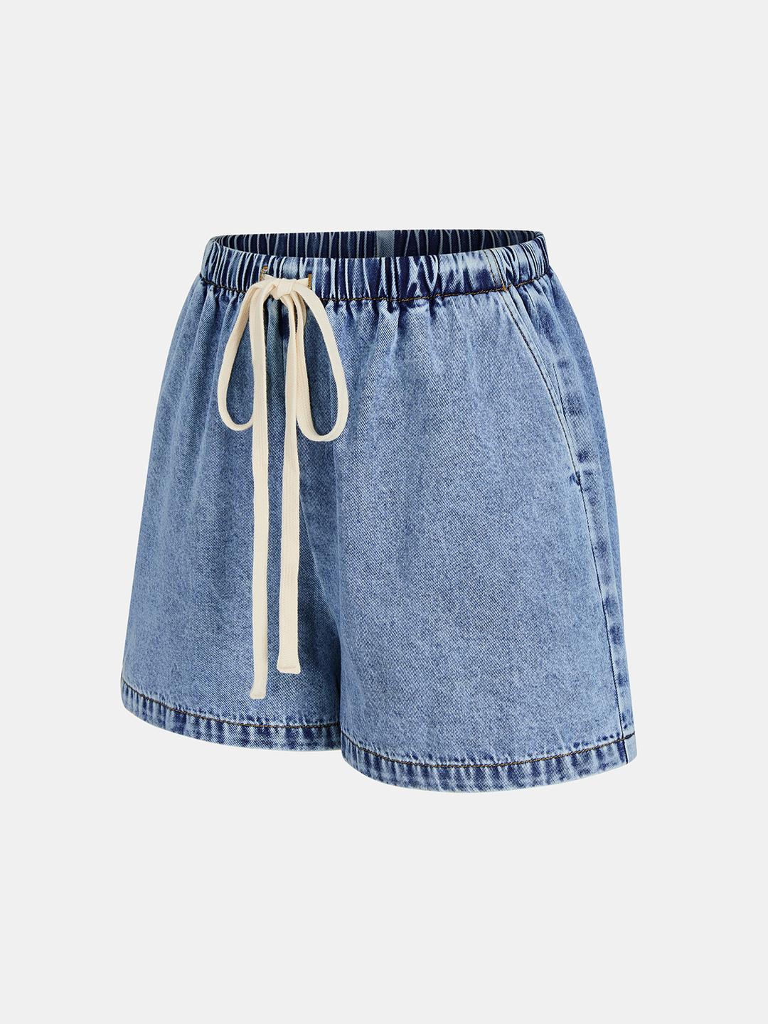 Side Slit Denim Vest &amp; Drawstring Shorts Set