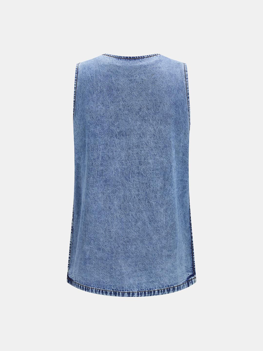 Side Slit Denim Vest &amp; Drawstring Shorts Set