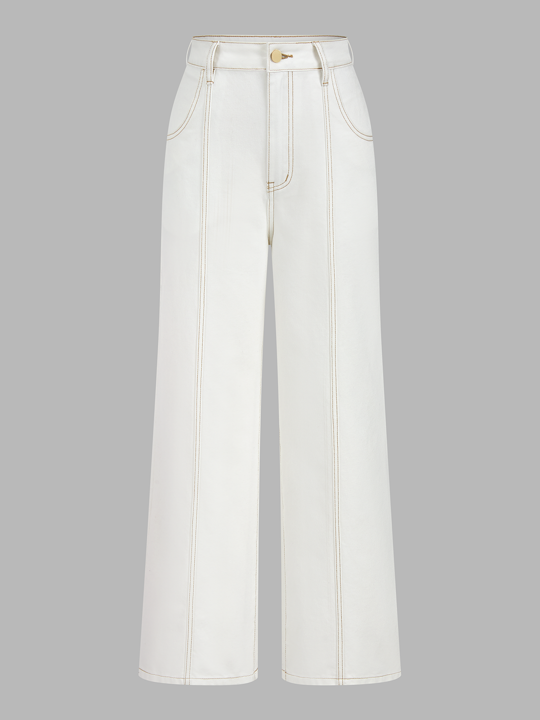 Contrast Stitch Denim Vest &amp; Wide Leg Pants Set