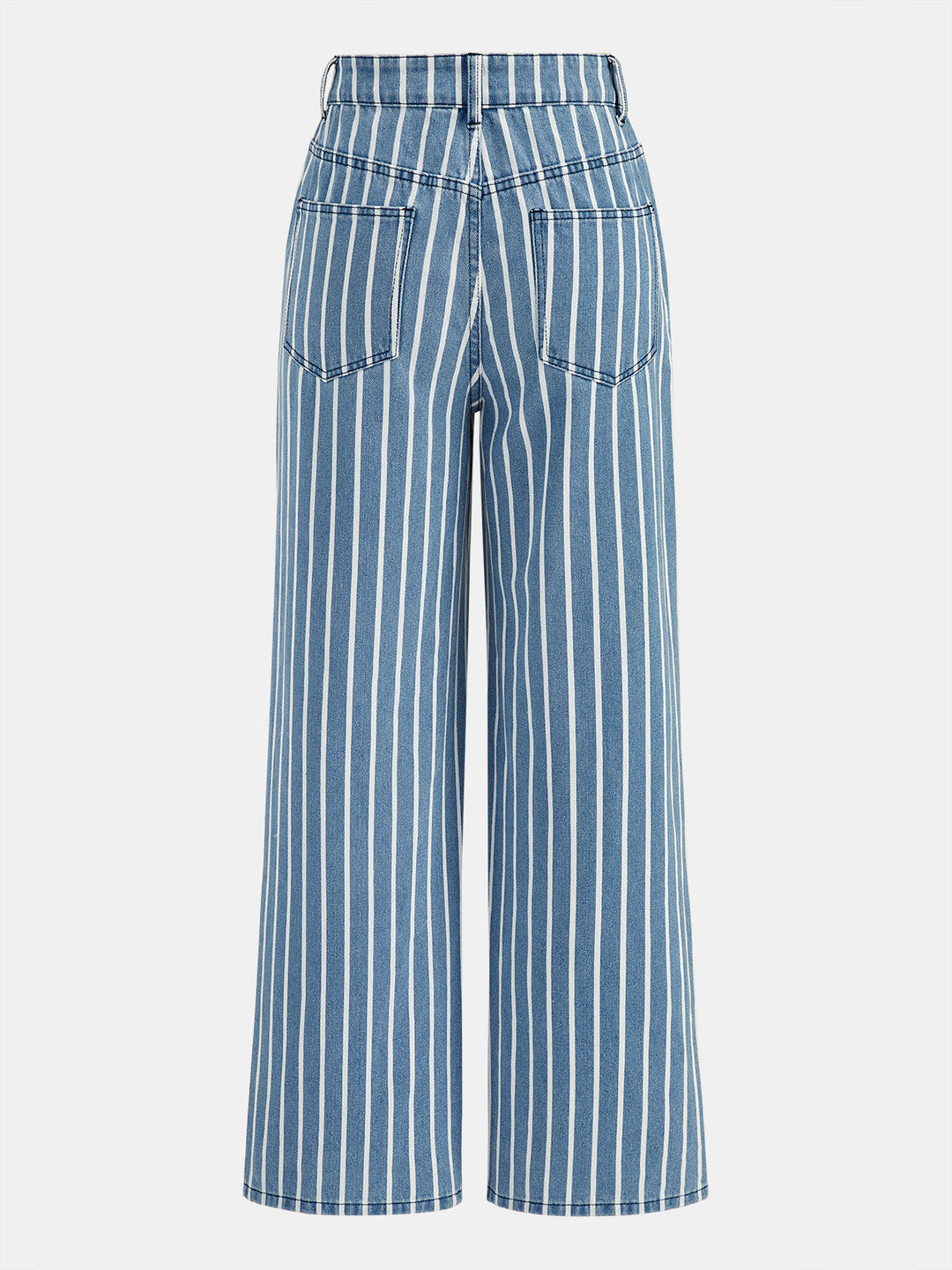 Striped Straight-Leg Denim Pants