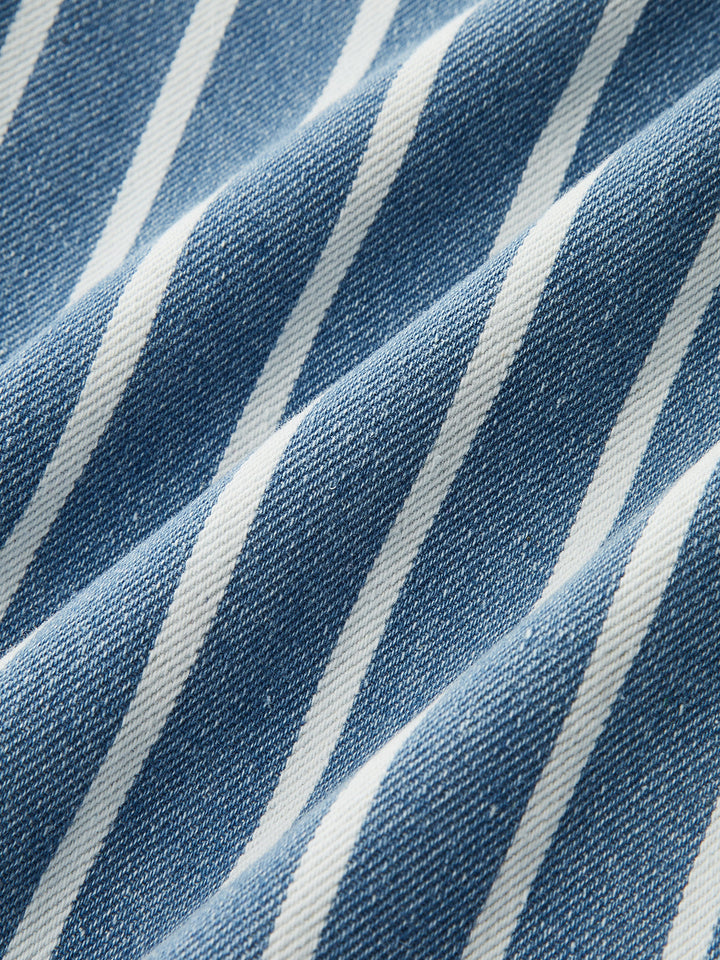 Striped Straight-Leg Denim Pants