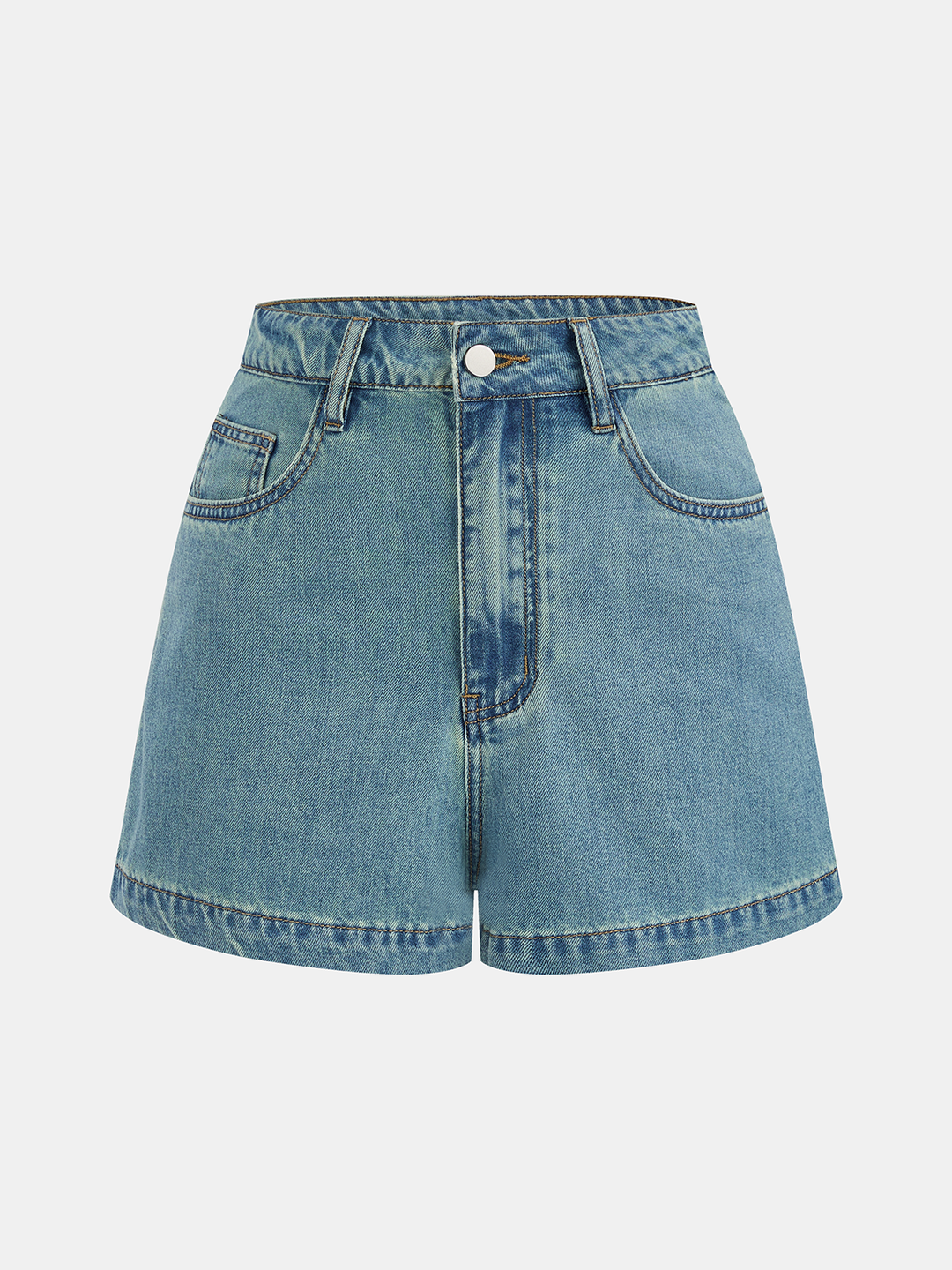 Denim Bow Tie Blouse &amp; Shorts Set