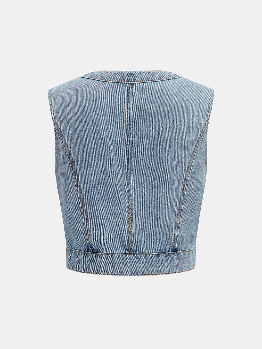 Denim Crop Vest &amp; Pleated Midi Skirt Set