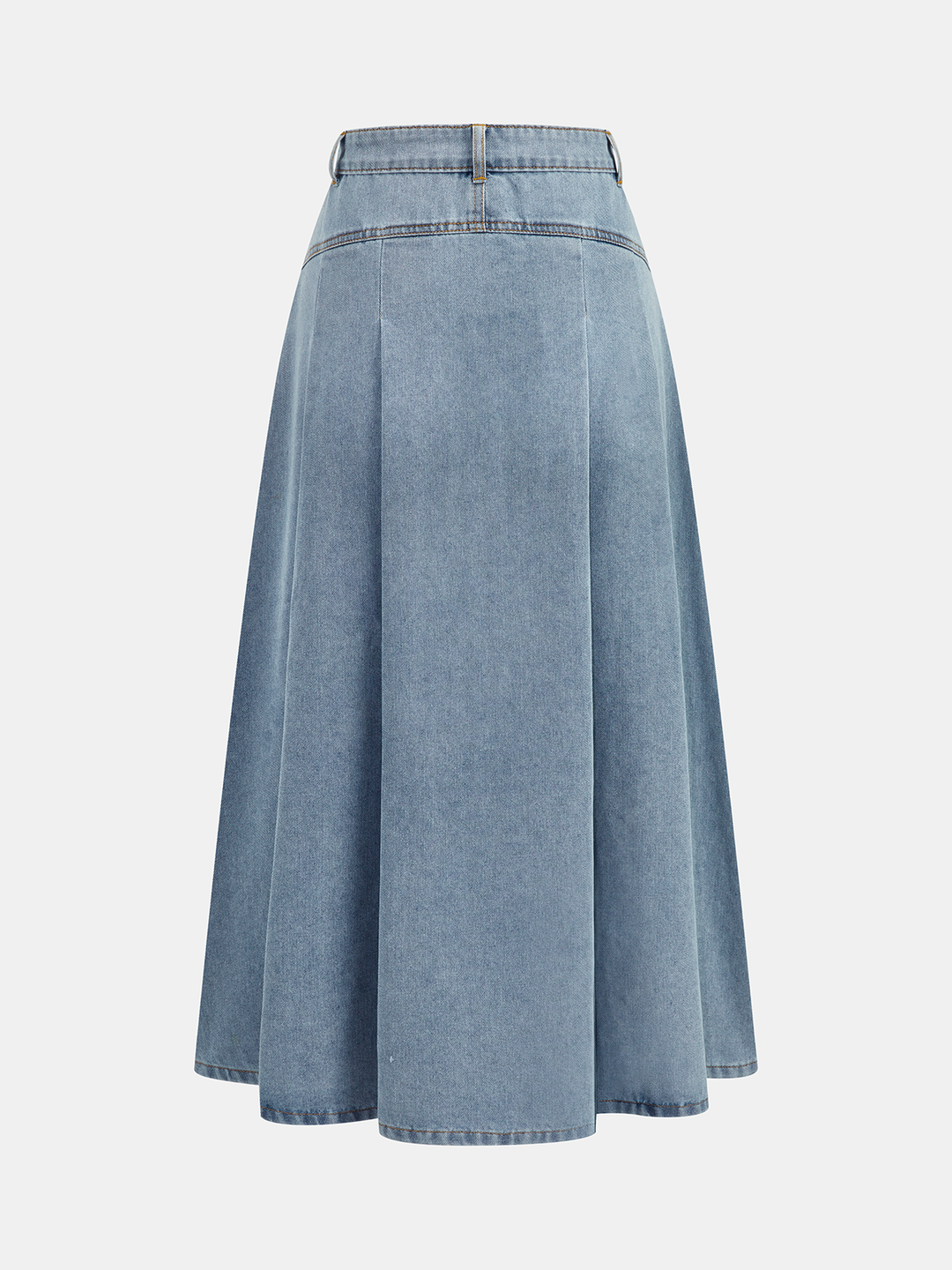 Denim Crop Vest &amp; Pleated Midi Skirt Set