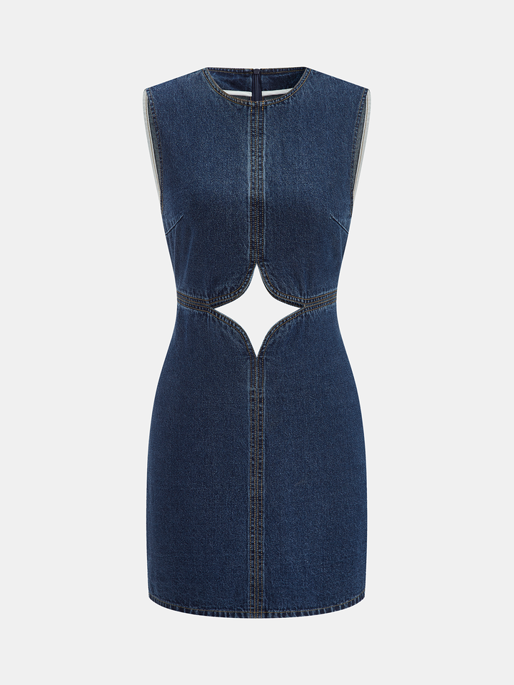 Cutout Sleeveless Denim Mini Dress