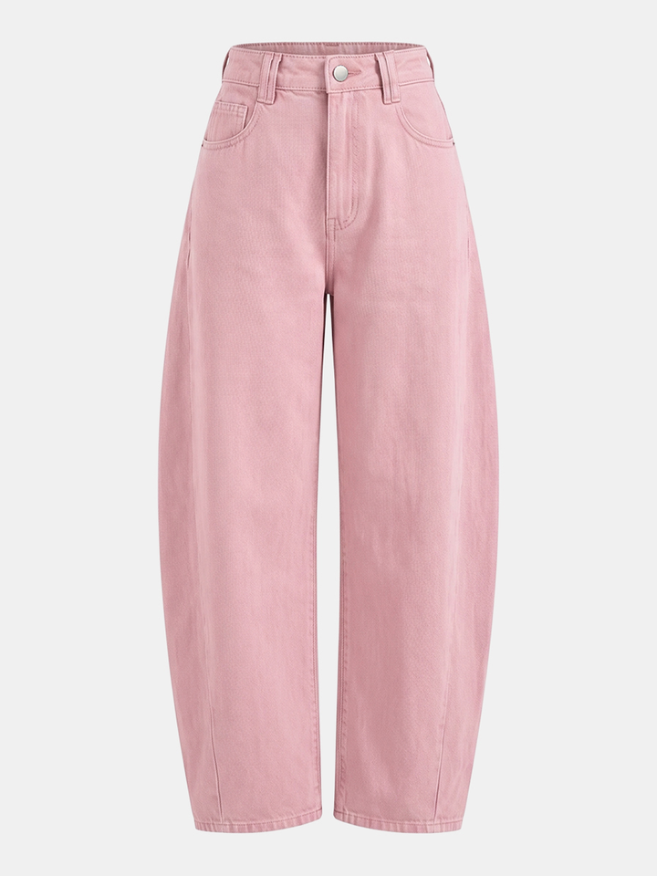 Mid-Waist Curved Leg Barrel Jeans